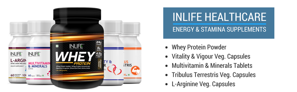 INLIFE Energy Booster Supplement, 5-Herb Blend, 500mg, 60 Veg Capsules