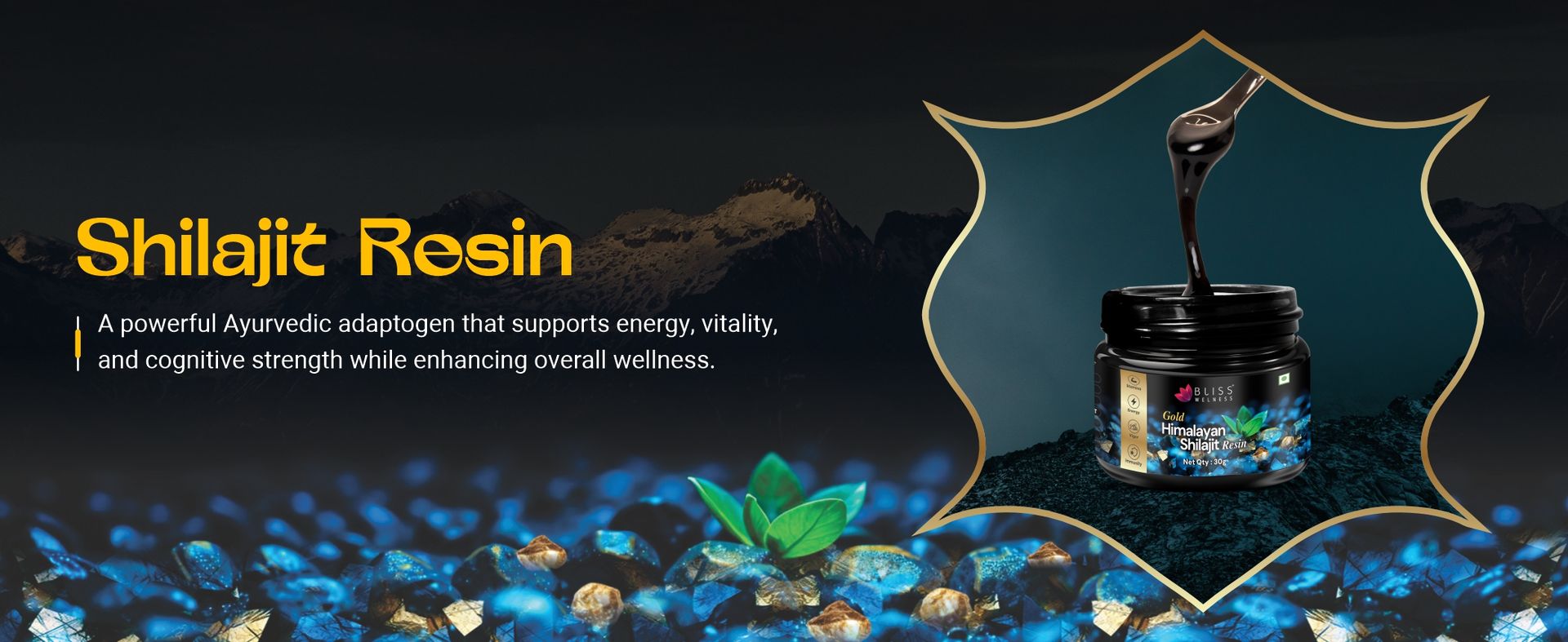 Bliss Welness Shilajit/Shilajeet Gold Resin, 30g | More Than 70%+ Fulvic Acid | 7x Formula with 24K Gold, Kaunch, Ashwagandha, Black Musli, Maca Root | Boosts Enegry, Endurance, Vitality Strength Stamina | 100% Ayurvedic | 60 Servings