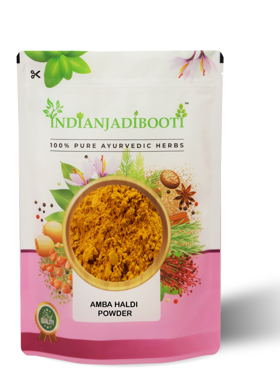 IndianJadiBooti Amba Haldi Powder - Pure Kasturi Turmeric (Curcuma Amada) - Mango Ginger - Traditional Botanical for Dermal Luminosity & Skin Surface Refinement - 250g