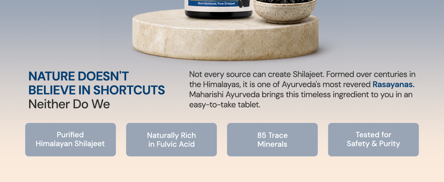 Maharishi Ayurveda Shilajeet Rasayana 500 MG | Natural & Pure Shilajit for Strength, Stamina & Endurance | 60 Tablets Pack