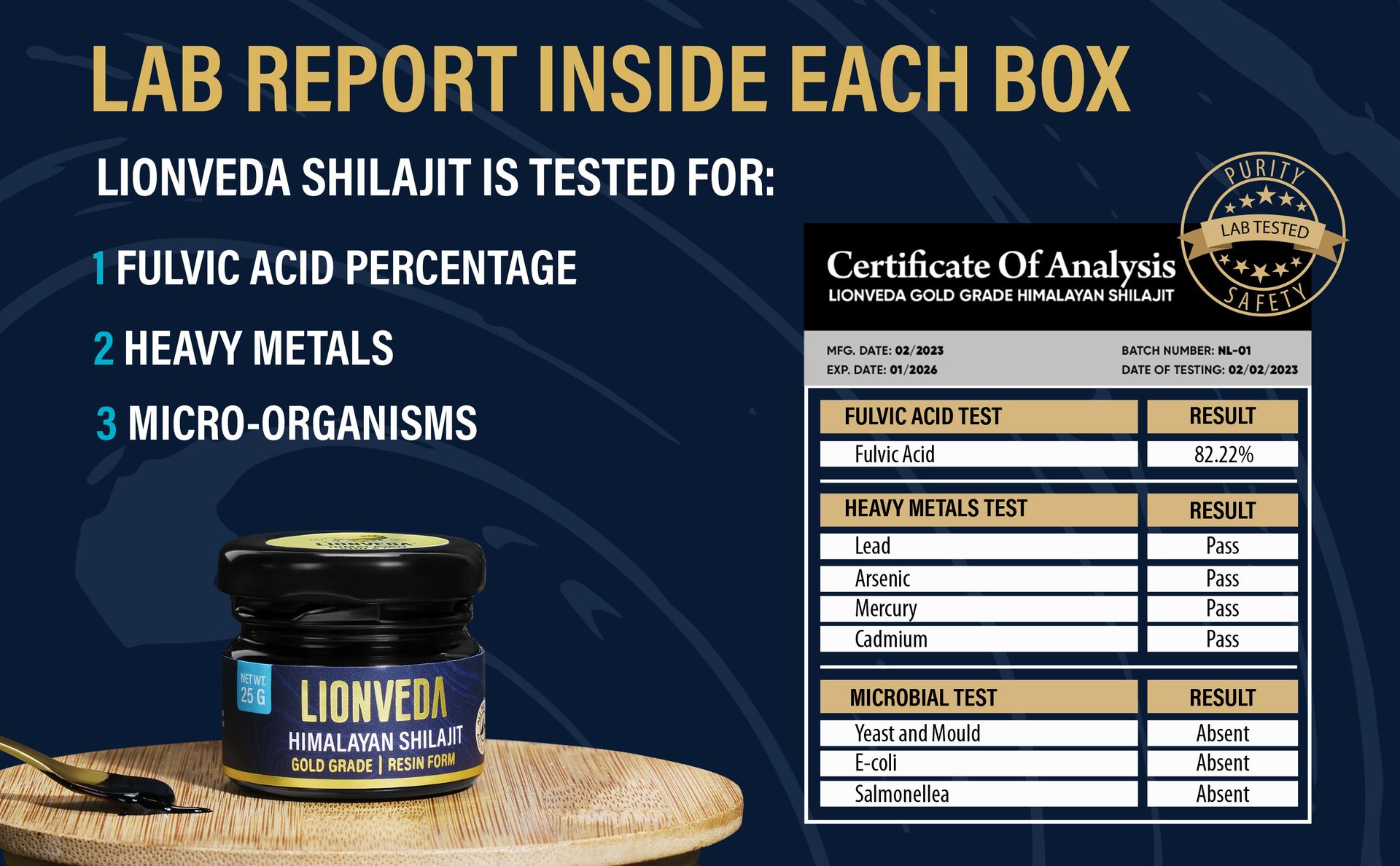 50g Original Himalayan Shilajit Resin(Certified Gold Grade) for Men, Gym, Stamina, Energy & Improved Health | 100% Pure Shilajit Liquid (2 X 25g = 50g (Pack of 2))