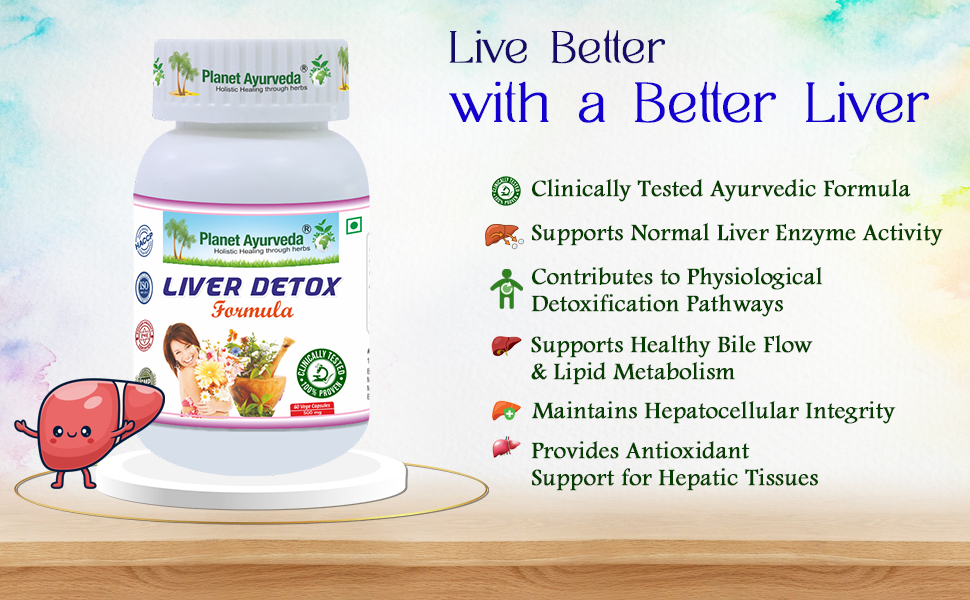 Planet Ayurveda's Clinically Tested Liver Detox Supplement 500 Mg | Natural Liver Detox Formula | Helps in Fatty Liver & Digestion | For Men & Women - 60 Veg Capsules