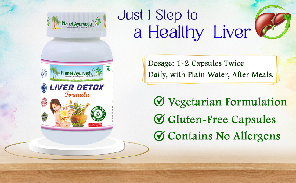 Planet Ayurveda's Clinically Tested Liver Detox Supplement 500 Mg | Natural Liver Detox Formula | Helps in Fatty Liver & Digestion | For Men & Women - 60 Veg Capsules