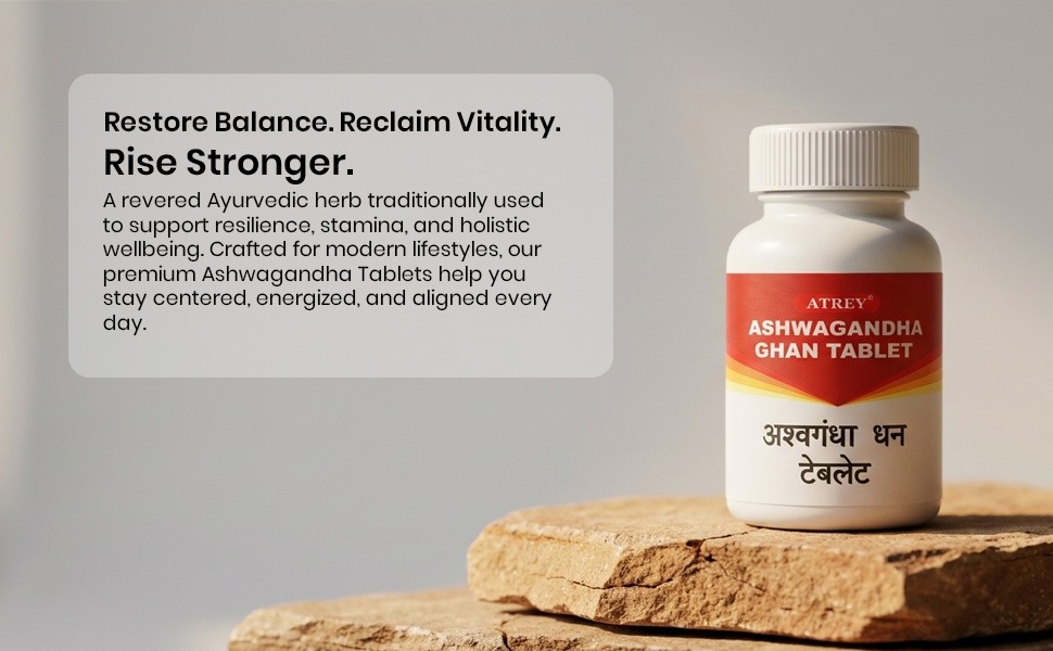Atrey Ashwagandha Ghan Tablet | Supports Healthy Weight Gain, Strength & Vitality | Herbal Ashwagandha Extract (120 Tablet)
