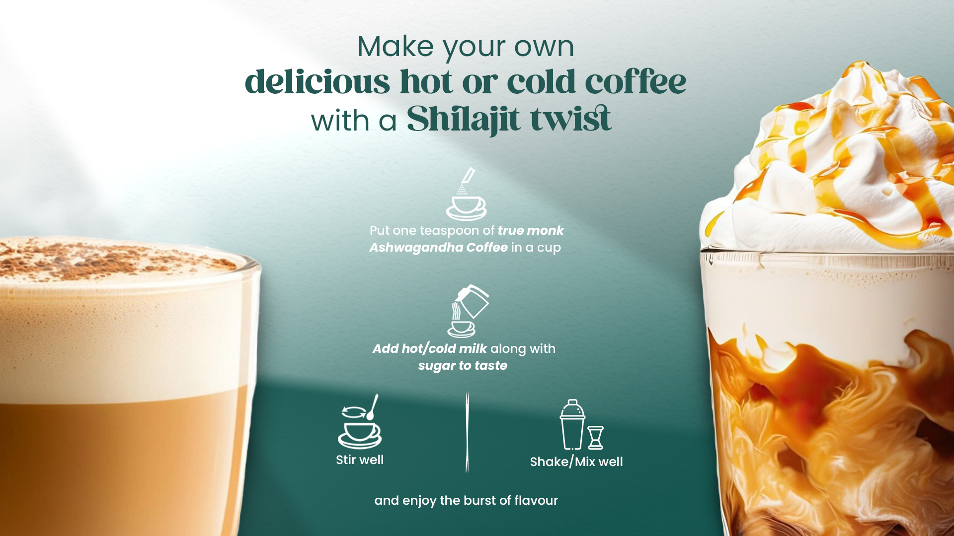 True Monk Morning Ritual | Shilajit/Shilajeet Coffee for Men & Women | Natural Pre-Workout with Pure Himalayan Shilajit (Gold Standard) & Premium Arabica Beans | 45g | Rich Aroma | Make Hot & Cold