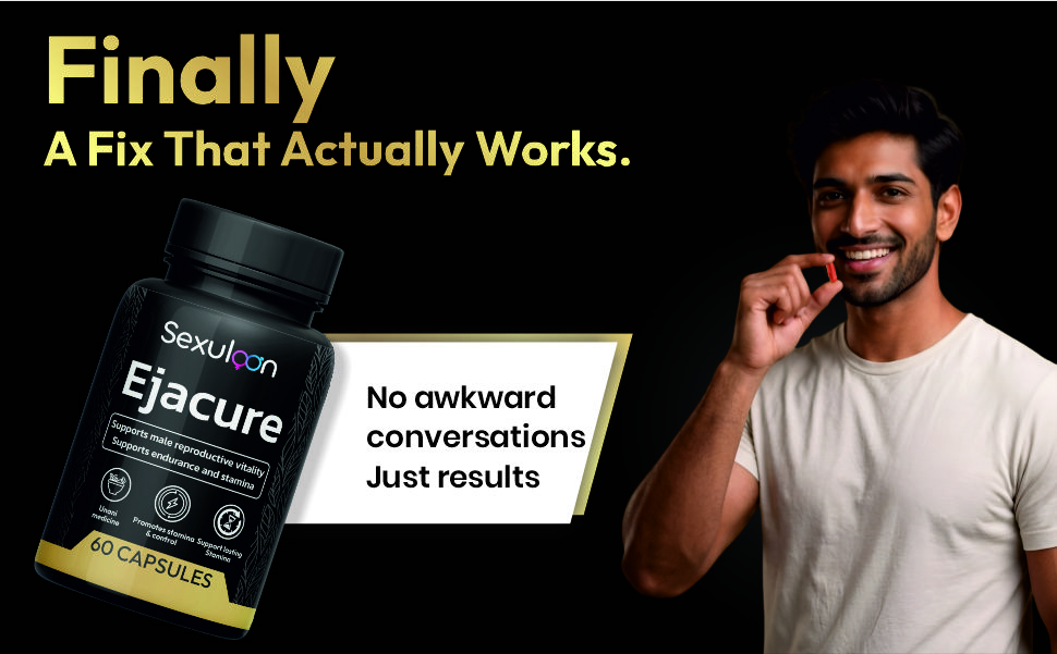 Ejacure Unani Capsules for Men - Ashwagandha, Shatavari, Safed Musli & Kaunch Beej Blend - Supports Stamina, Endurance & Vitality - 60 Capsules(Pack 1)