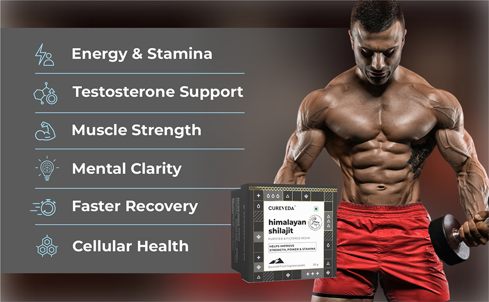 Cureveda Himalayan Shilajit For Men - Resin 20g | 98% Fulvic Acid For Energy, Endurance & Vitality | 100% Ayurvedic