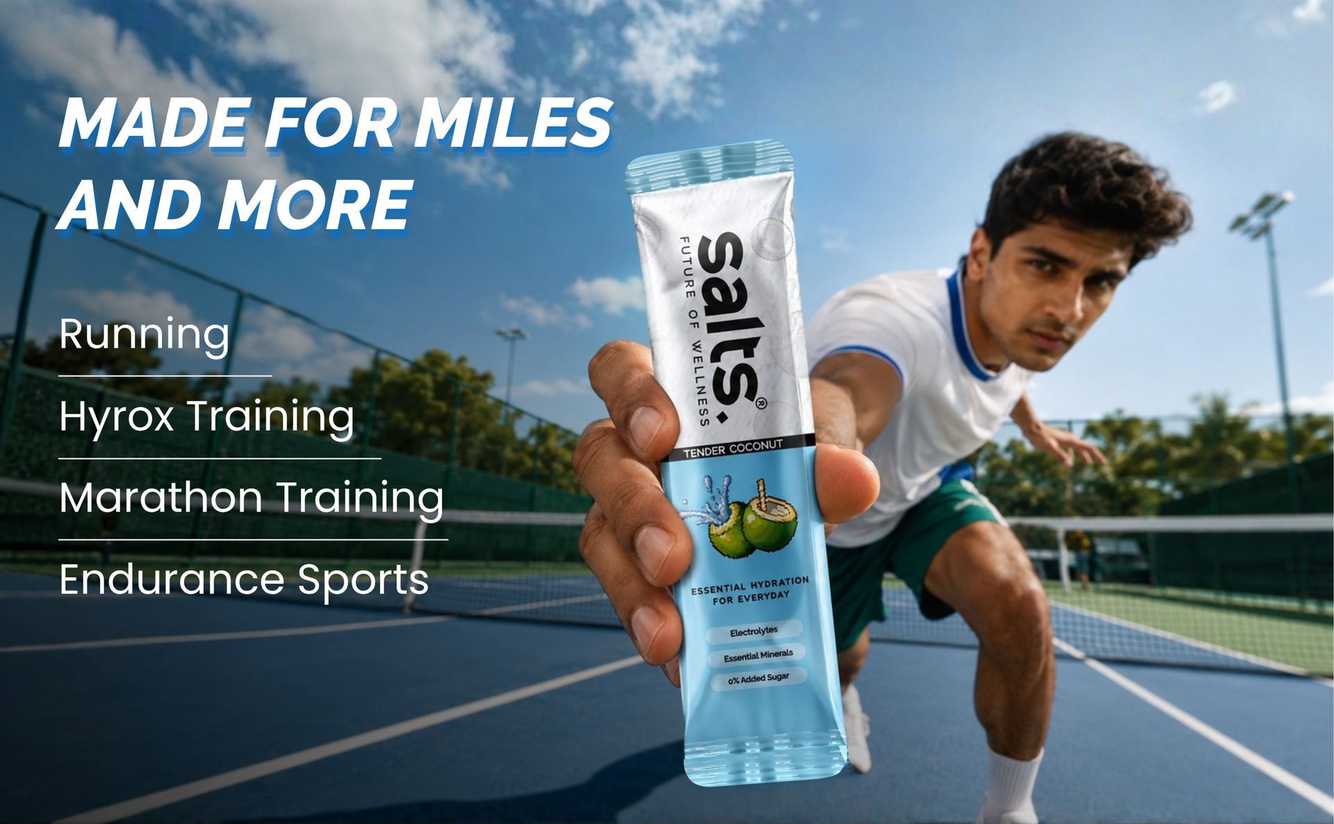 Salts Electrolyte Powder, 15 Sachet with Zero Sugar, Electrolytes Hydration Mix Drink for Summer Heat, Workout Recovery and Travel, Keto and Vegan Friendly, (Coconut)