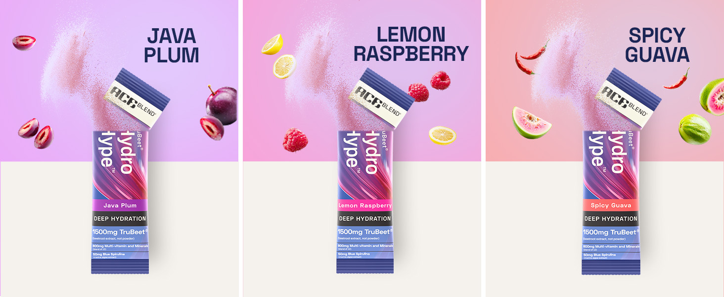 Ace Blend Hydro Hype (15 Sachets) | Energy & Blood Flow | Instant Hydration | Full-Spectrum Electrolytes | 100% Natural Beetroot Extract Multi Vitamins & Minerals | Lemon Raspberry - For Men & Women