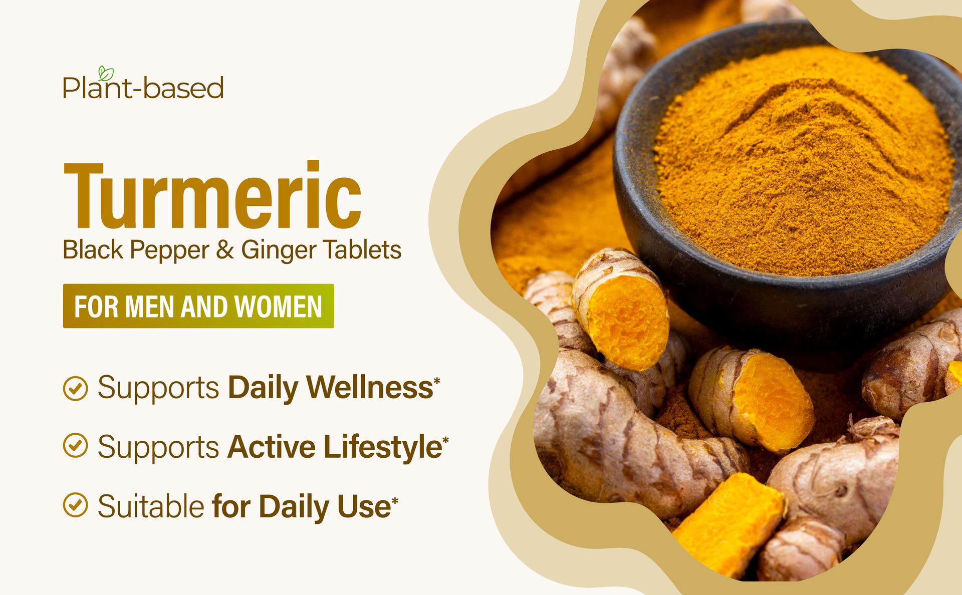 Turmeric Curcumin Tablets with Black Pepper & Ginger Root extract | High Strength Turmeric Supplement | Natural Antioxidant Support | Joint & Immunity Support | 120 Tablets