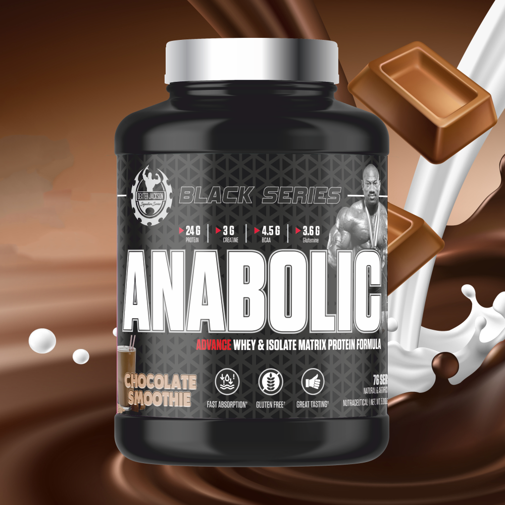 Dexter Jackson Black Series Anabolic Advance Whey & Isolate Matrix Protein Powder | Chocolate Smoothie Flavor | Gluten-Free | 76 Servings, 5 Lbs, 2268g