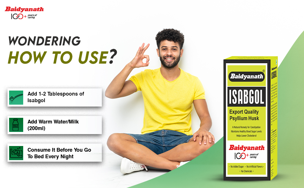Baidyanath Isabgol - Psyllium Husk Powder - 100gm (pack of 3) | Effectively Relieves Constipation | Fibre Supplement For Digestion