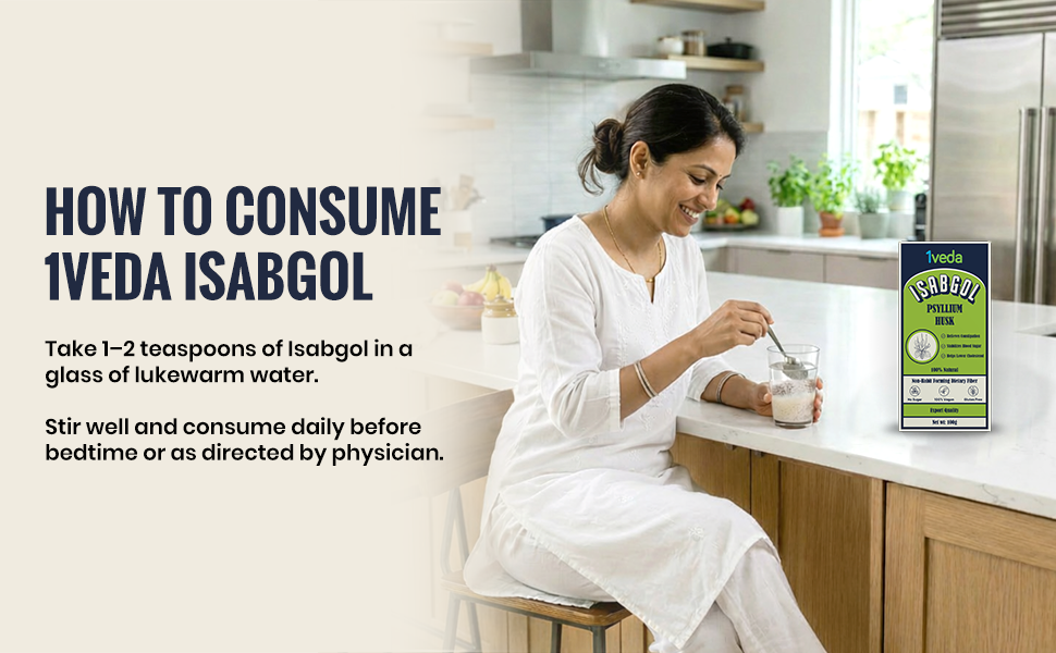 Isabgol Psyllium Husk Powder 100g | Natural Fibre Supplement for Healthy Digestion & Regular Bowel Movement | Sugar Free | Gluten Free | Vegan