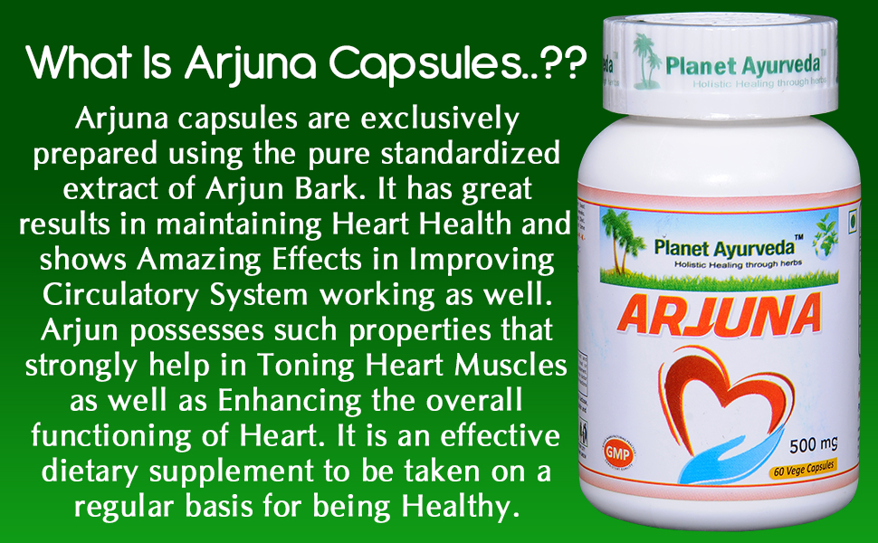 Planet Ayurveda Arjuna Capsules - (Pack of 1) 60 Capsules | Promotes Heart Health | Ayurvedic Formula for Cardiovascular Wellness | Health Supplement for Blood Pressure & Circulation