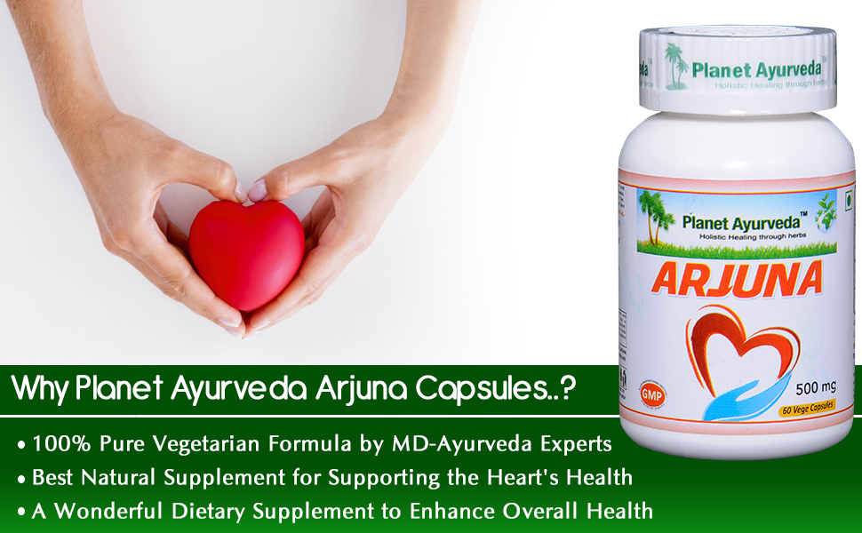 Planet Ayurveda Arjuna Capsules - (Pack of 1) 60 Capsules | Promotes Heart Health | Ayurvedic Formula for Cardiovascular Wellness | Health Supplement for Blood Pressure & Circulation