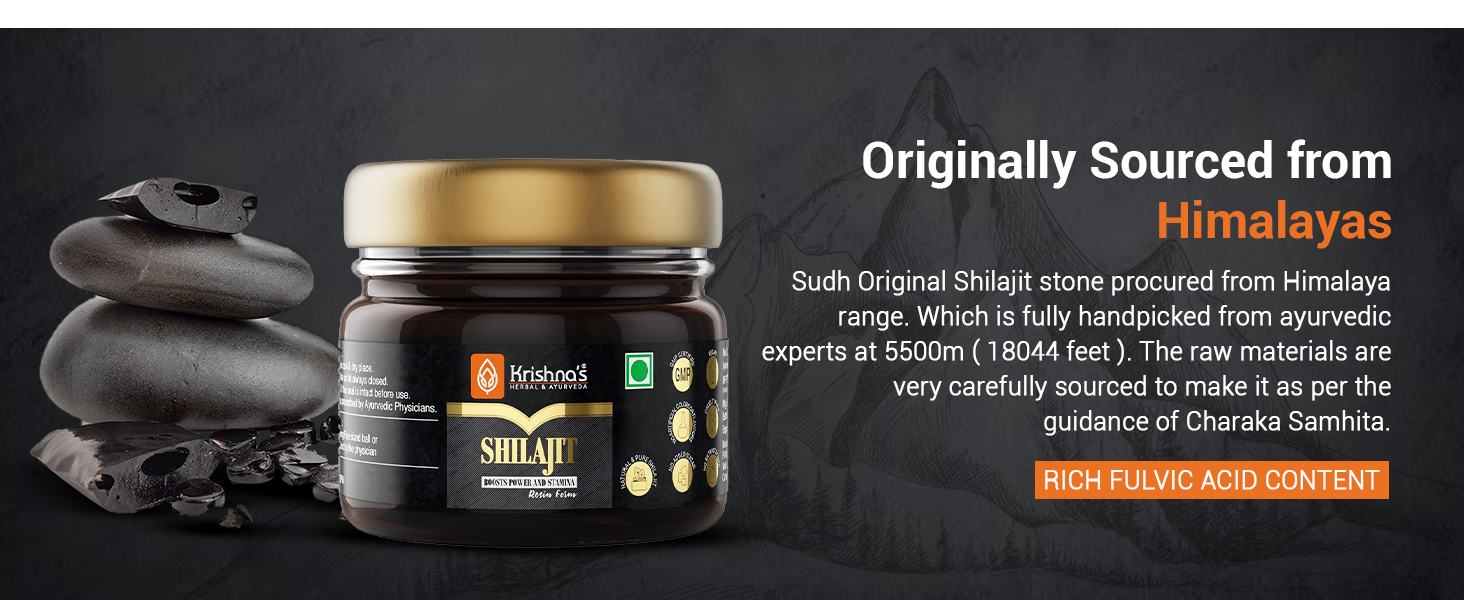 KRISHNA'S HERBAL & AYURVEDA Pure Shilajit-20G,100% Pure Himalayan Shilajit, Helps To Boost Performance, Power, Stamina, Endurance, Strength & Overall Wellbeing, Surya Tapi Process - Resin