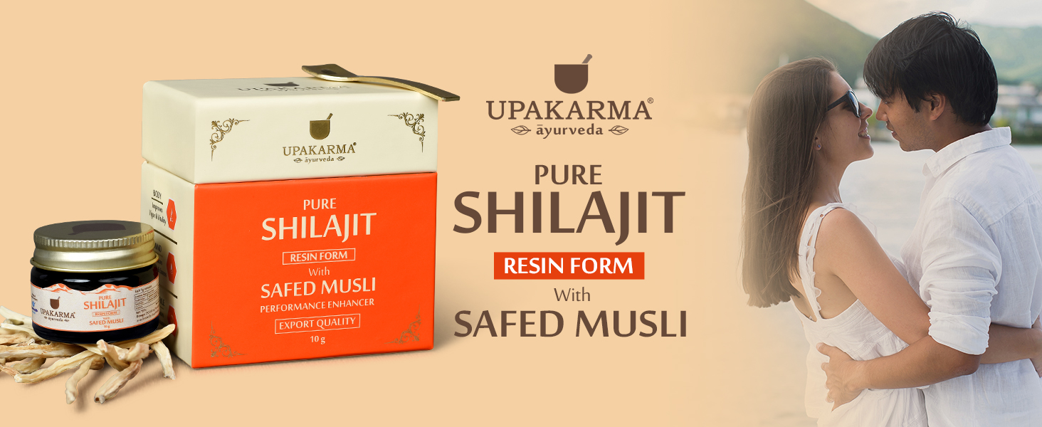 UPAKARMA Shilajit Resin with Safed Musli 10g | 300mg/serving | For Men to Boost Physical Performance, Power, Stamina and Strength | 100% Ayurvedic | Lab Tested | 33 Servings | Pack of 1