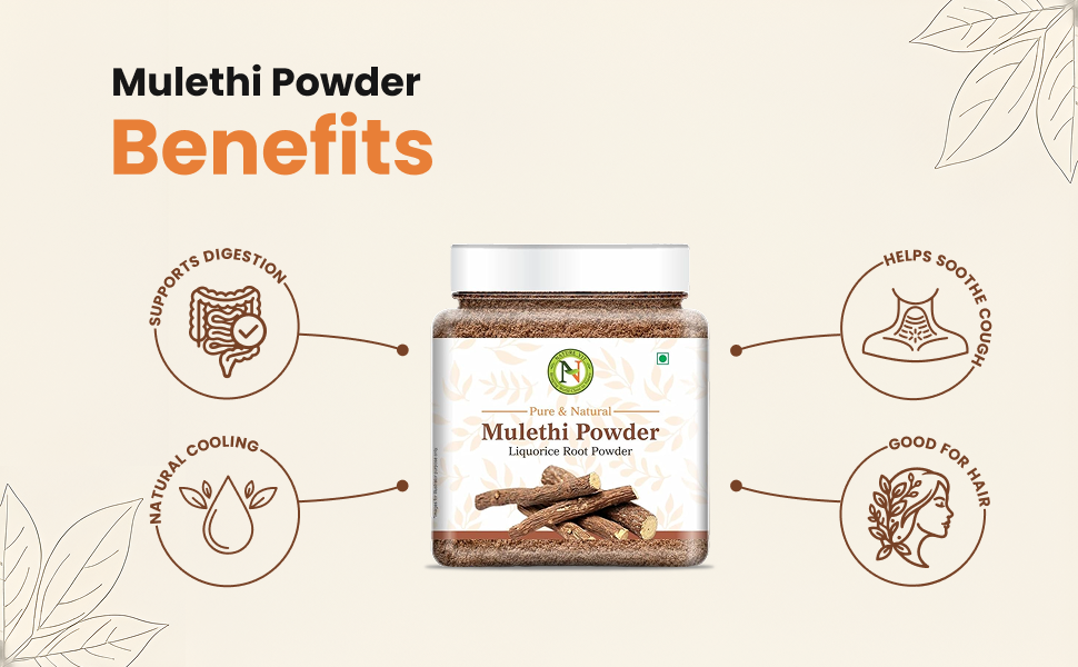 NatureVit Mulethi Powder 100g (Yashtimadhu) | Edible Licorice Powder for Skin Brightening, Hair Care & Digestion | Natural & Preservative-Free