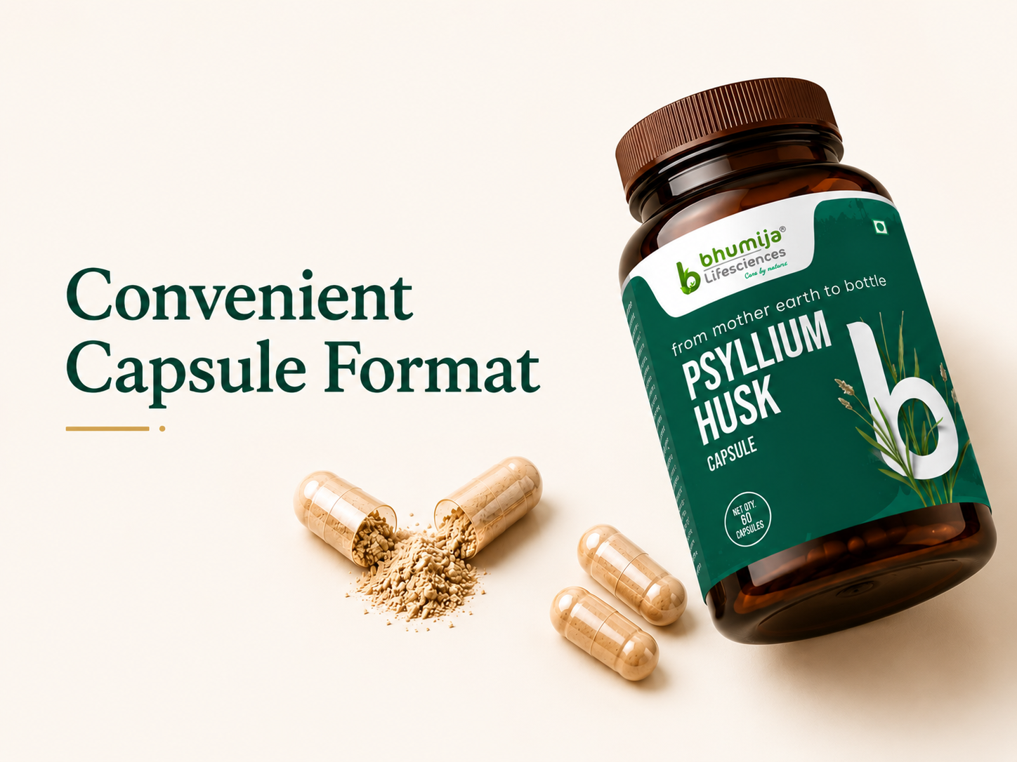 Bhumija Lifesciences Isabgol Psyllium Husk Natural Fiber 60 caps