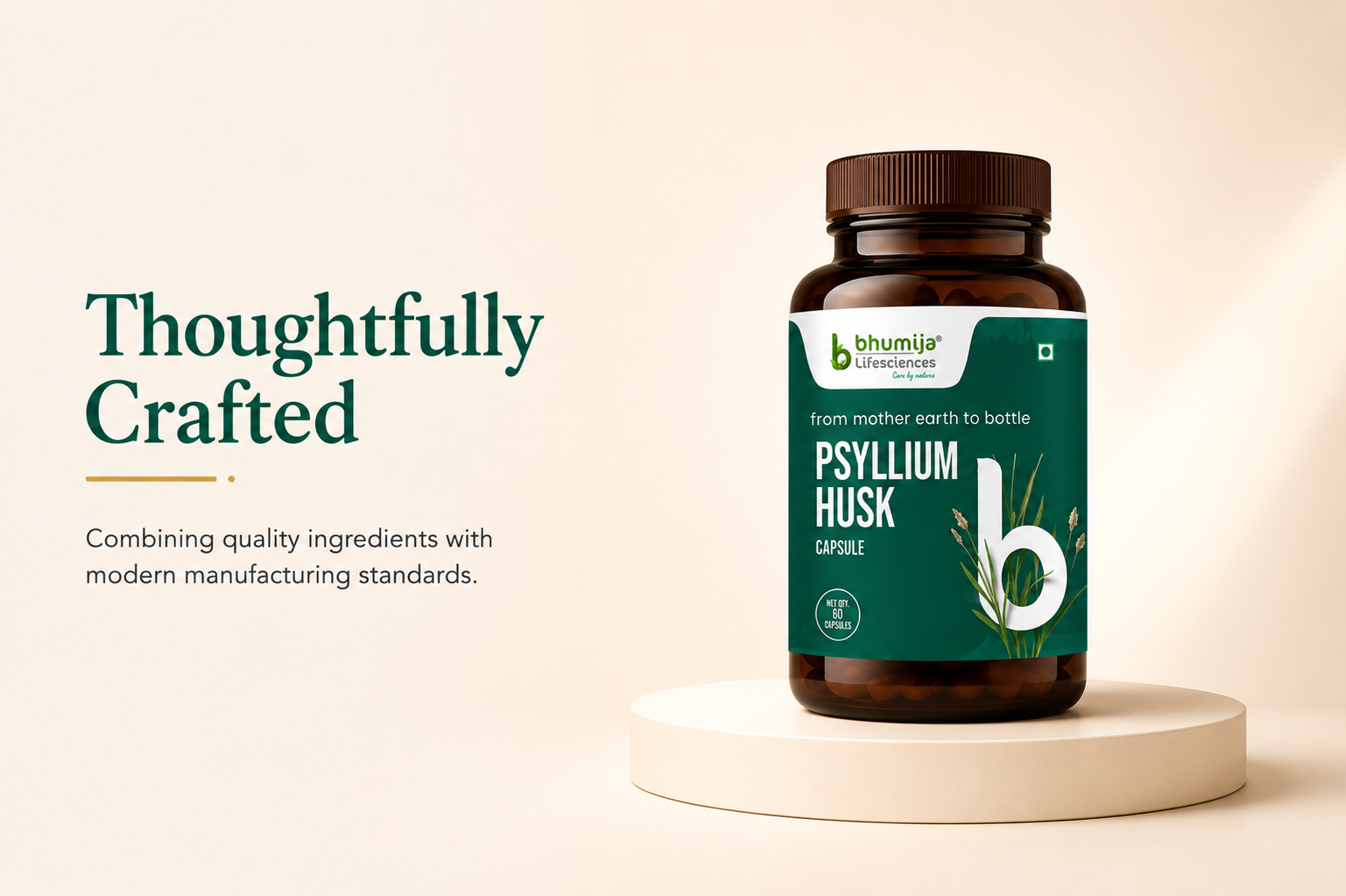 Bhumija Lifesciences Isabgol Psyllium Husk Natural Fiber 60 caps