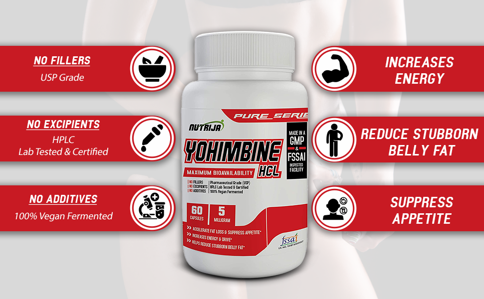 NutriJa -Yohimbine Hcl 5 Mg Capsules -Pack Of 60 Capsules,1 Count