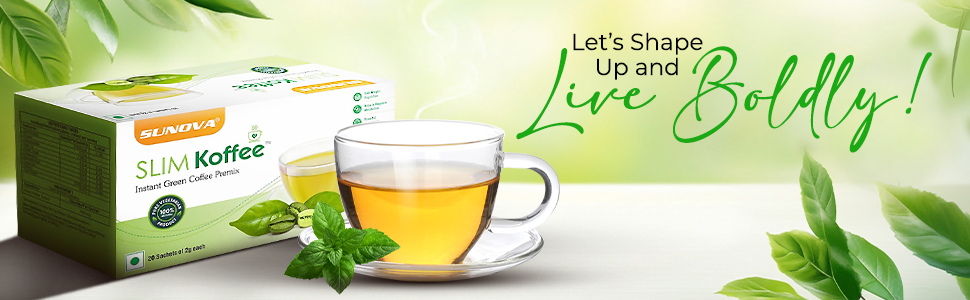 Sunova Slim Koffee - Instant Green Coffee Premix - Powerful Antioxidant, Aids Weight Regulation