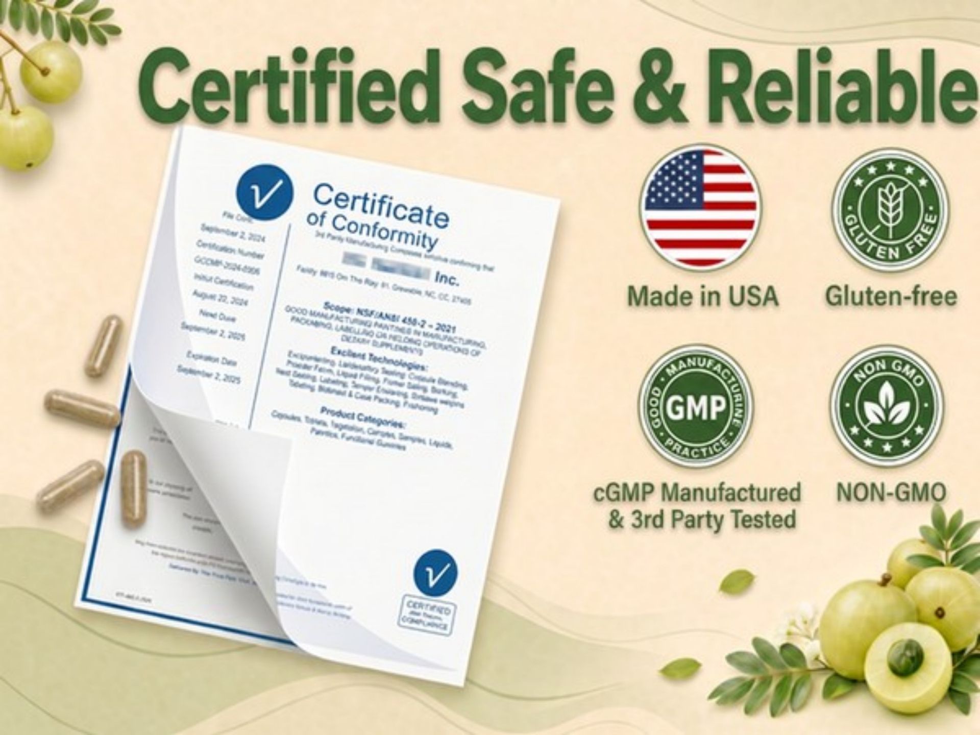Amla Capsules 1000mg 40% Tannins Standardized Amla Extract