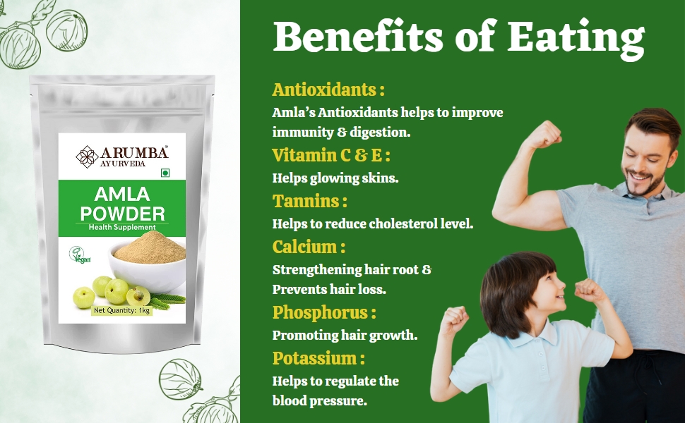 Amla Powder 1Kg, Made with Pure Indian Gooseberry Churna, Emblica officinalis, Natural Super-Food for Weight Loss, Hair Care, Skin Care