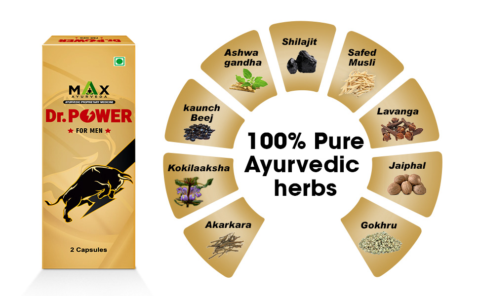 Max Ayurveda Dr. Power Capsules for Men | 100% Ayurvedic & GMP Certified | Stamina, Power and Energy Booster | Pack of 3 (2 Capsules Each)