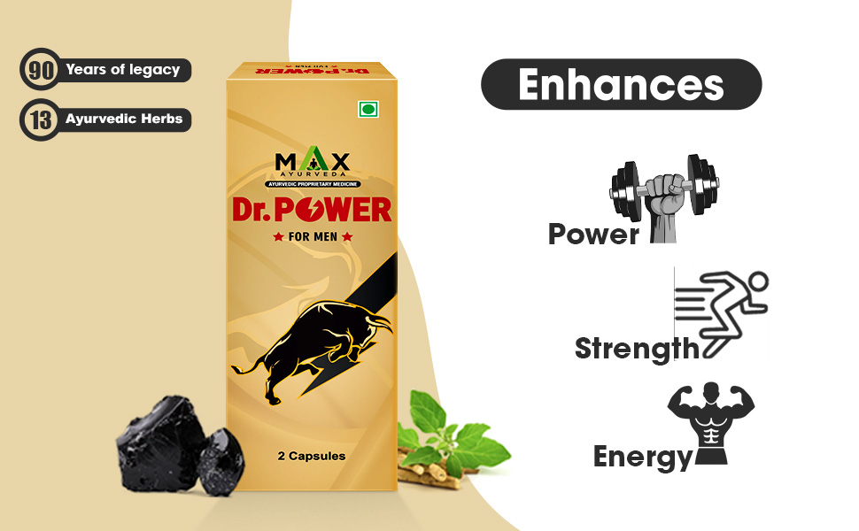 Max Ayurveda Dr. Power Capsules for Men | 100% Ayurvedic & GMP Certified | Stamina, Power and Energy Booster | Pack of 3 (2 Capsules Each)