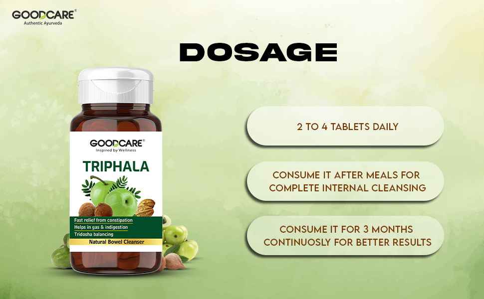 Goodcare Triphala 60 Tablets | Ayurvedic Relief for Constipation & Digestion | Supports Gut Cleanse | Promotes Liver & Bowel Health | Herbal Supplement