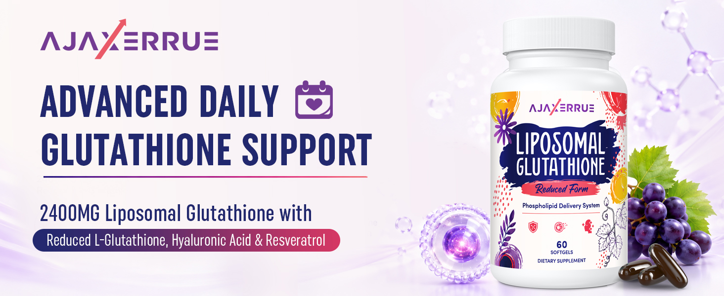 2400 mg Liposomal Glutathione, Pure Reduced L-Glutathione, 60 Softgels