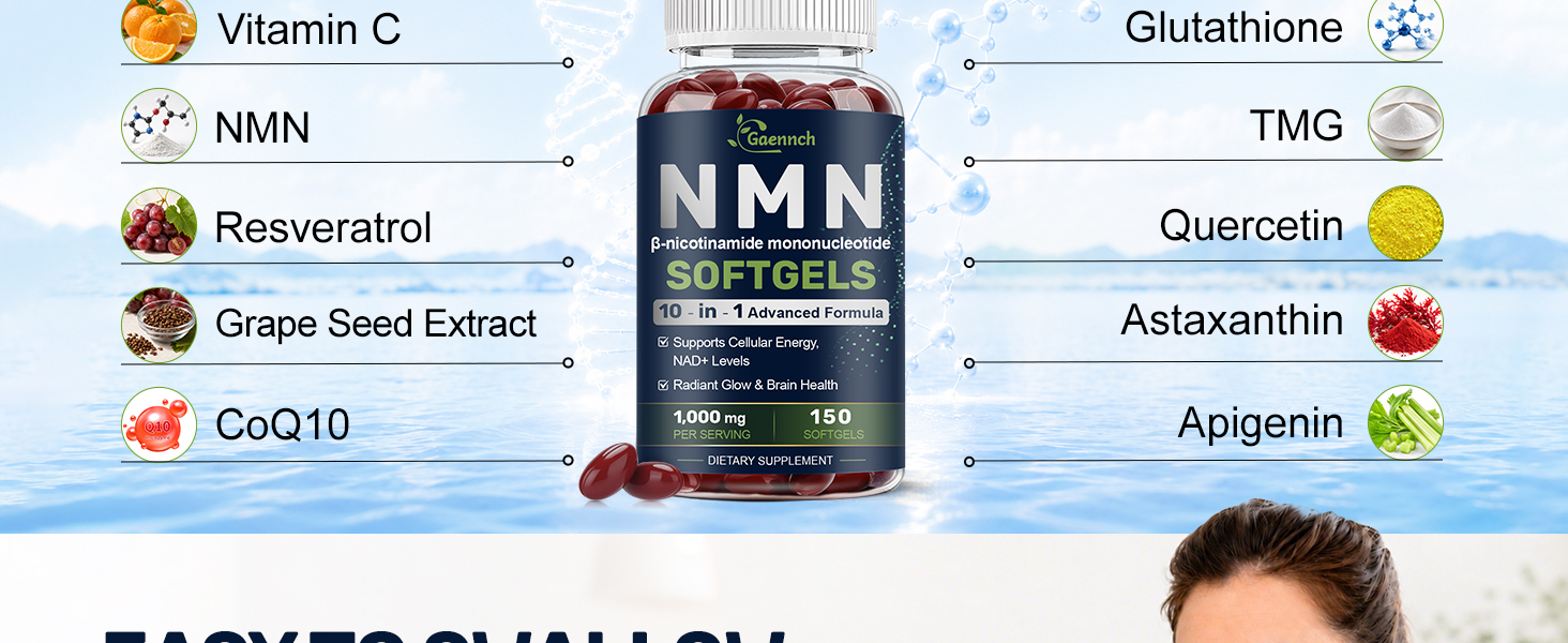 NMN Supplement Complex 1000mg Per Serving, 150 Softgels