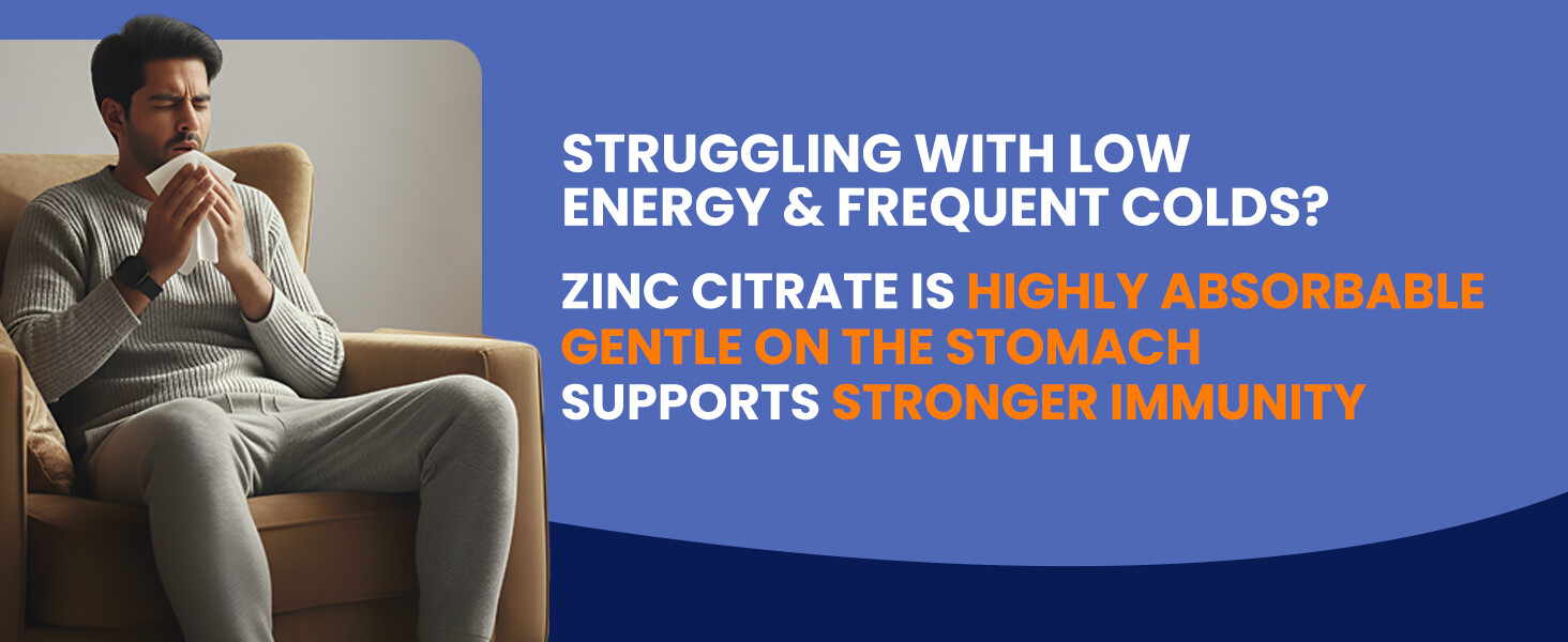 Carbamide Forte Zinc Citrate with Vitamin C | Zinc Supplements for Men & women with 100% RDA Zinc | Immunity & Cellular Health Support – 120 Tablets