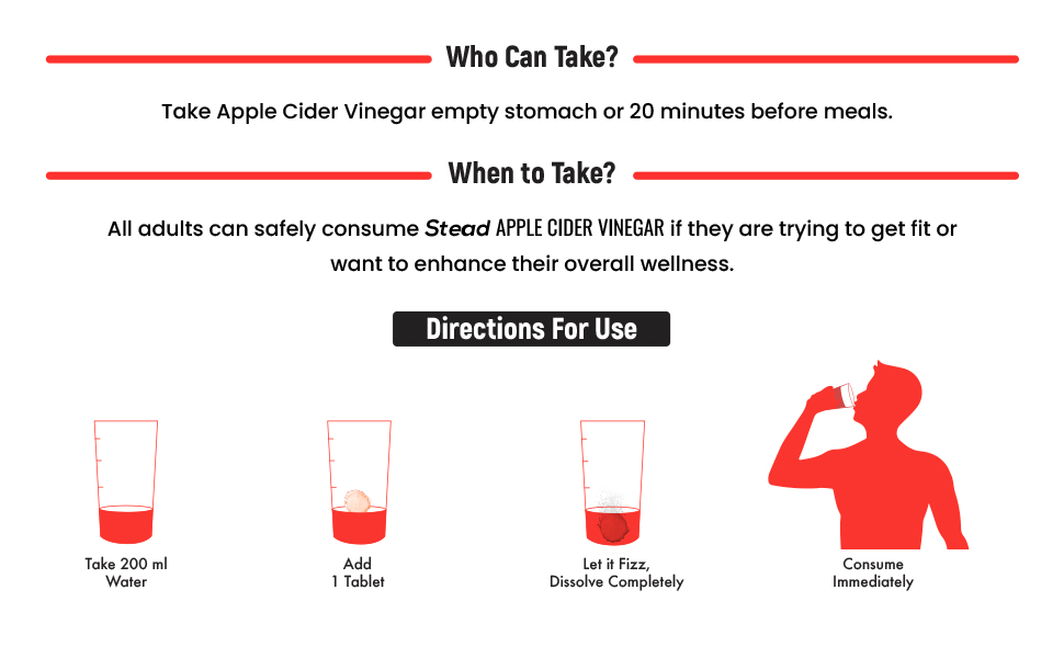Steadfast Nutrition Apple Cider Vinegar Tablets for Weight Loss boost Immunity Strengthen (Apple, 20 Tablets, 80g)