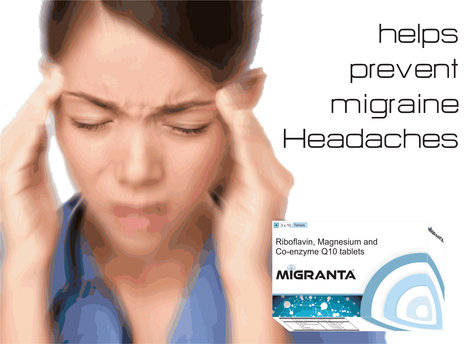 Migraine Supplements, 30 Tablets, Leewell Pharma