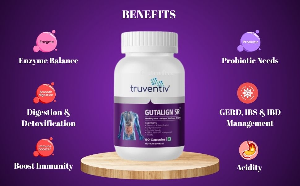 Gutalign SR Gut Health Capsules 90 Veg Capsules | Digestive & Gut Health Support Supplement | Probiotic & Prebiotic Formula for Healthy Digestion | Daily Wellness Support | Vegetarian