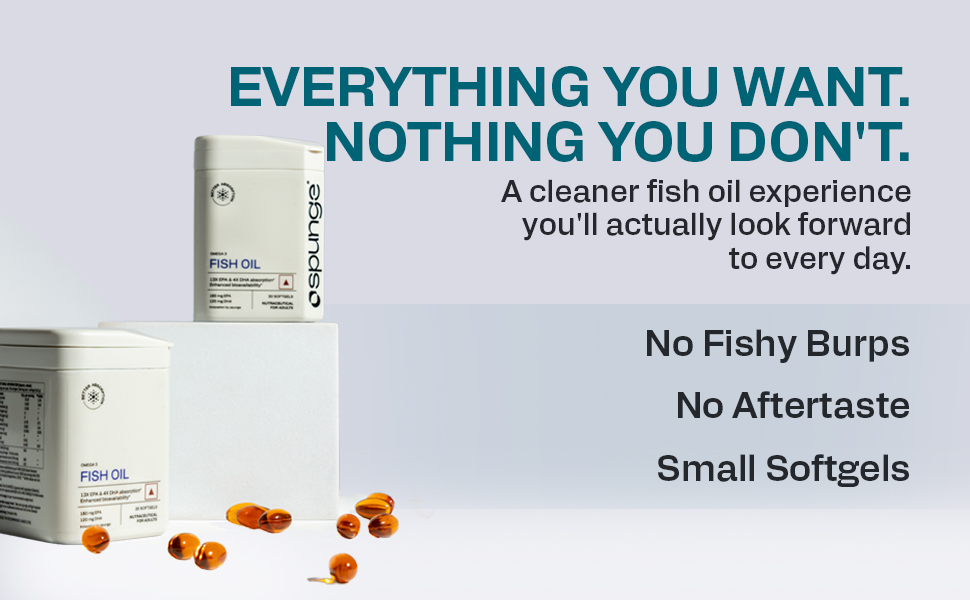 Spunge Omega 3 Fish Oil | 30 Softgels | EPA & DHA | 13X EPA & 4X DHA Absorption | Supports Heart, Brain & Joint Health | Daily Dietary Supplement