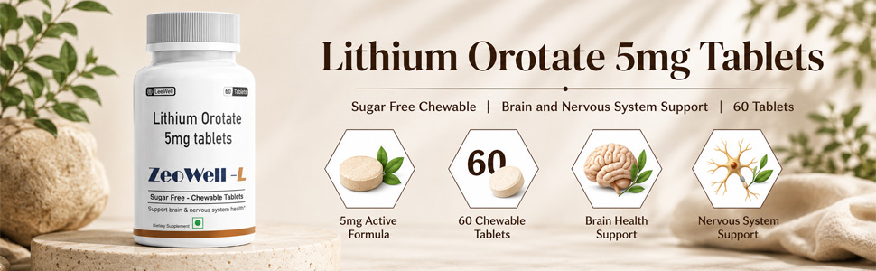 L by LeeWell Lithium Orotate 5mg Tablets, 60 Tablets