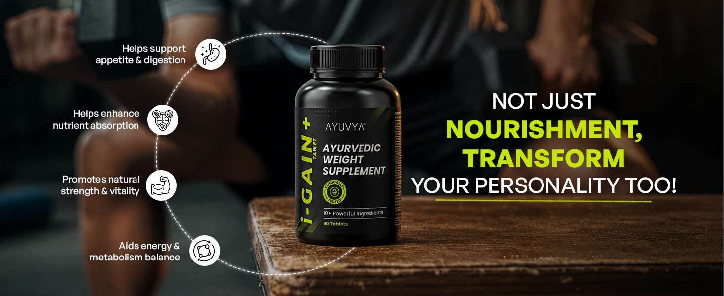 Ayuvya i-GAIN+ | Clinically Proven Ayurvedic Weight Gainer | Helps in Improving Appetite & Weight | Pack Of 2 | As Seen on Shark Tank