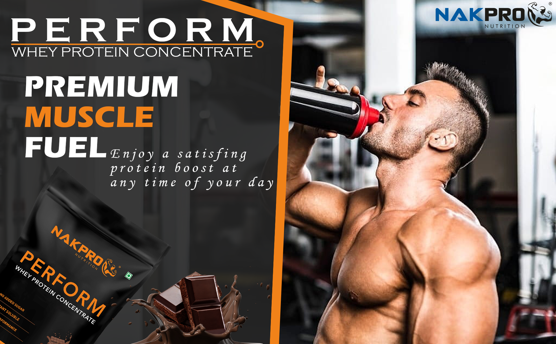 NAKPRO NUTRITION Perform Whey Protein Concentrate | 1kg DoubleRich-Chocolate | 24g Protein, Trustified Certified