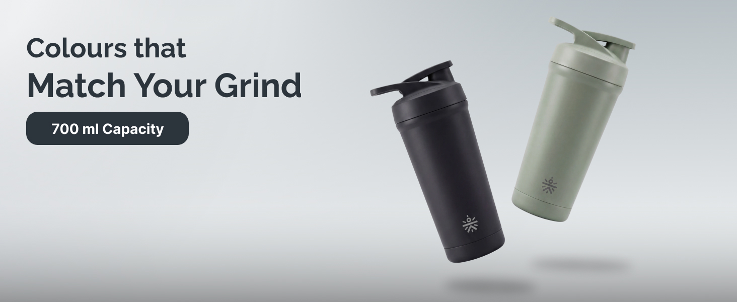 CULT Steel Shaker with Bottom Opener 700ml | Leakproof Shaker for Gym & Protein Shaker Bottle | Stainless Steel Gym Shaker Bottle for Men & Women & Shaker Bottles (Black)
