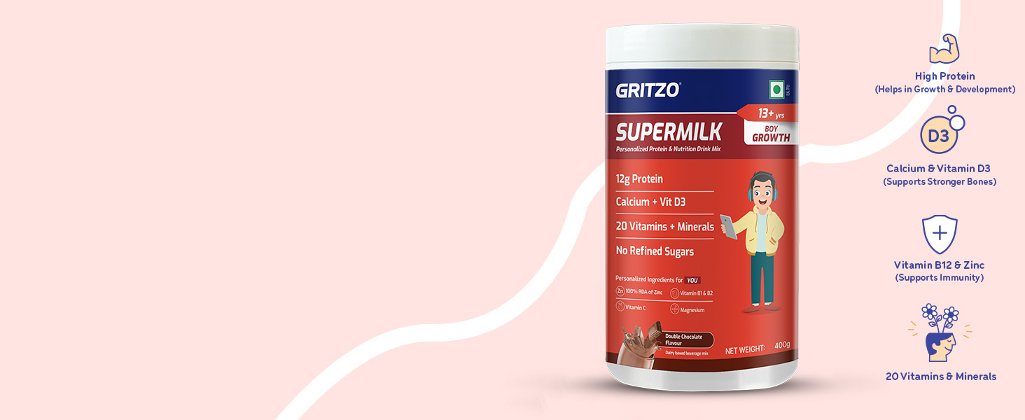 Gritzo SuperMilk Growth (13+ Boy), Double Chocolate, 400g