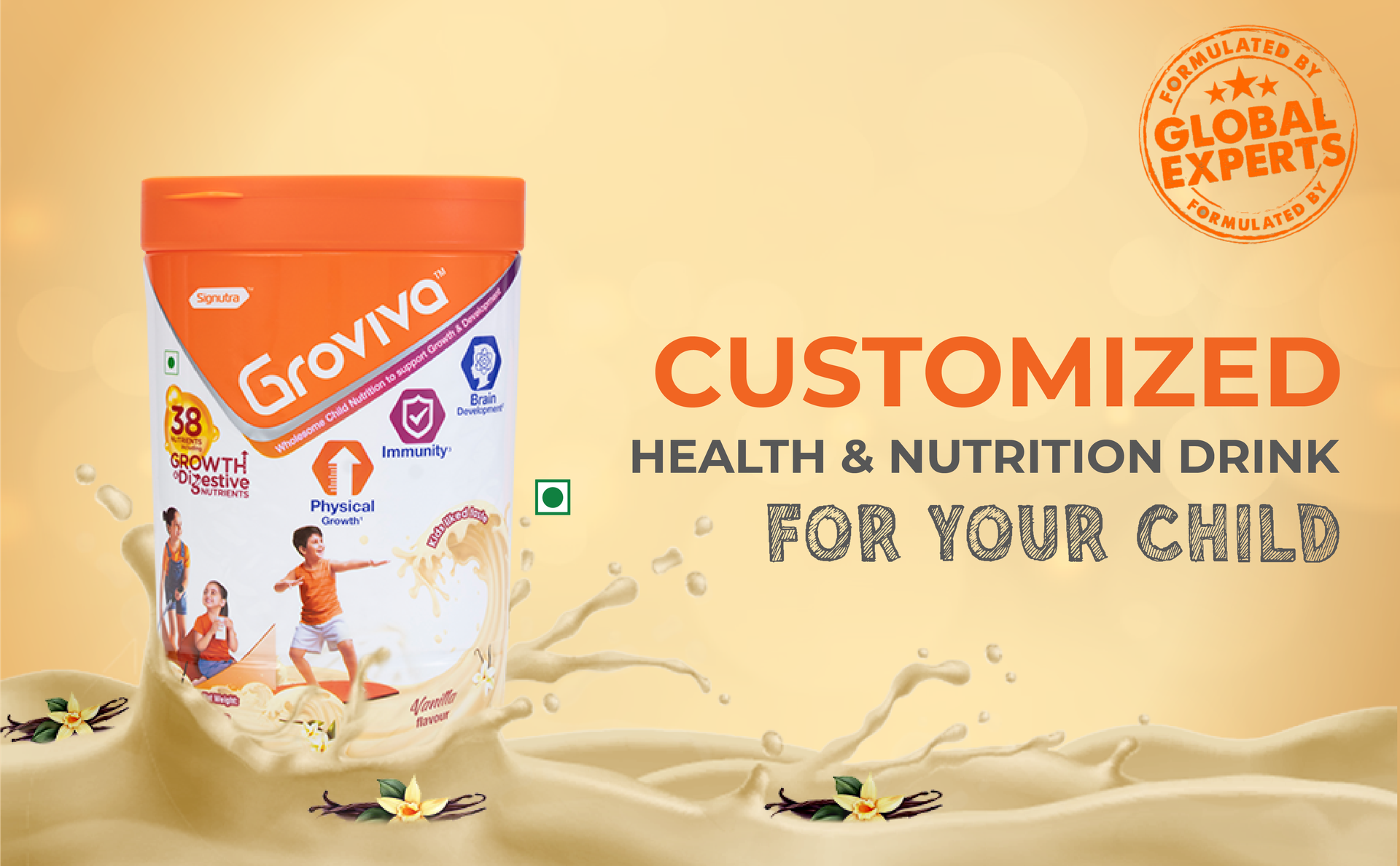 Groviva Child Nutrition Supplement Jar, 400g (Vanilla)
