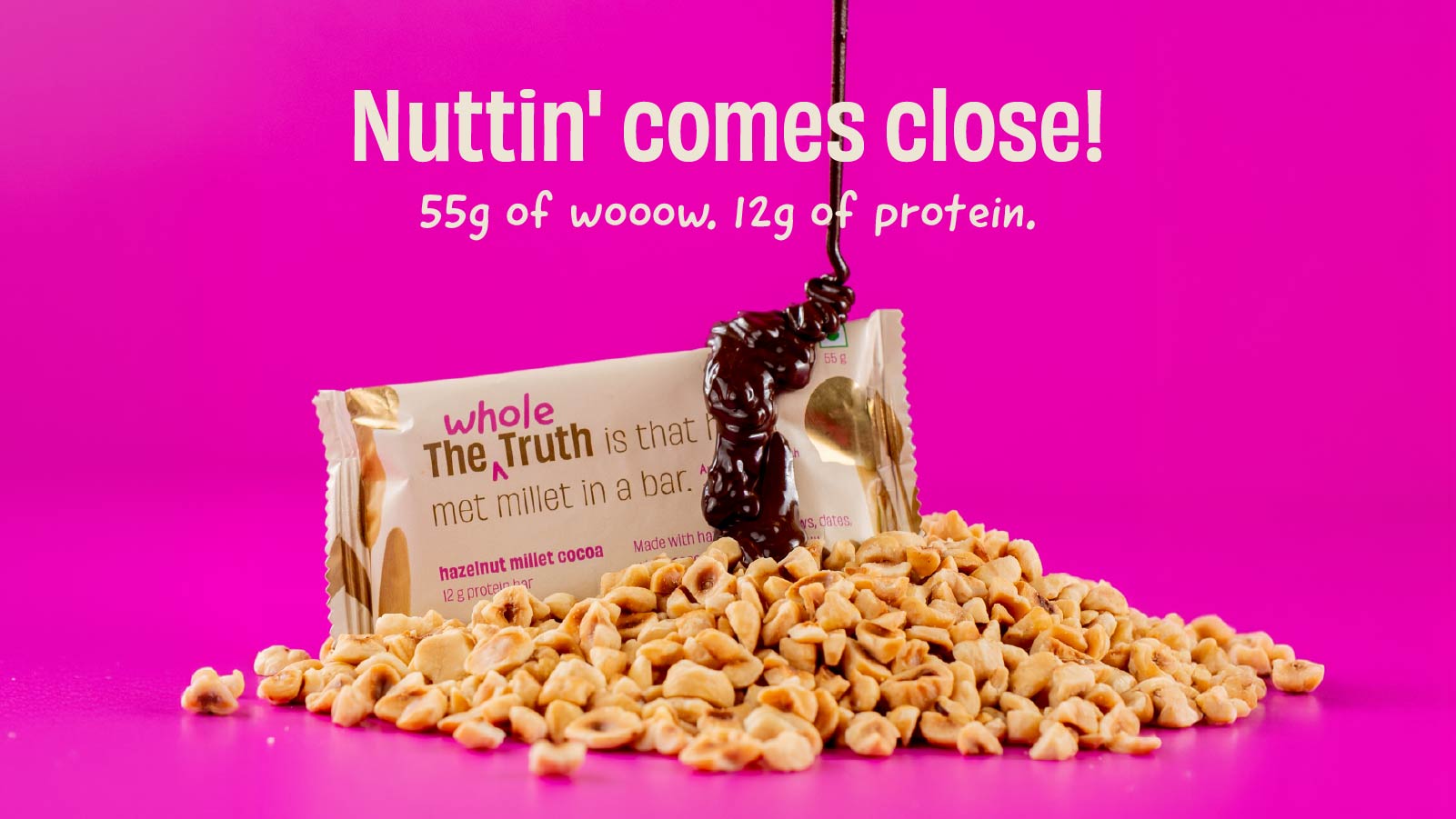 The Whole Truth - Super Crunchy Hazelnut Millet Cocoa Protein Bar 12G | Pack of 5 x 55g | Cleanest Dessert Ever | Real Hazelnuts | Anytime Indulgence