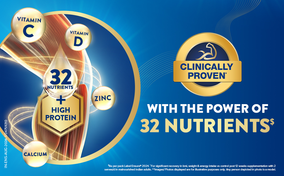 Ensure No 1 Nutritional Supplement Drink in the world|32 nutrients High Protein,Calcium,Vit D|Chocolate 375g