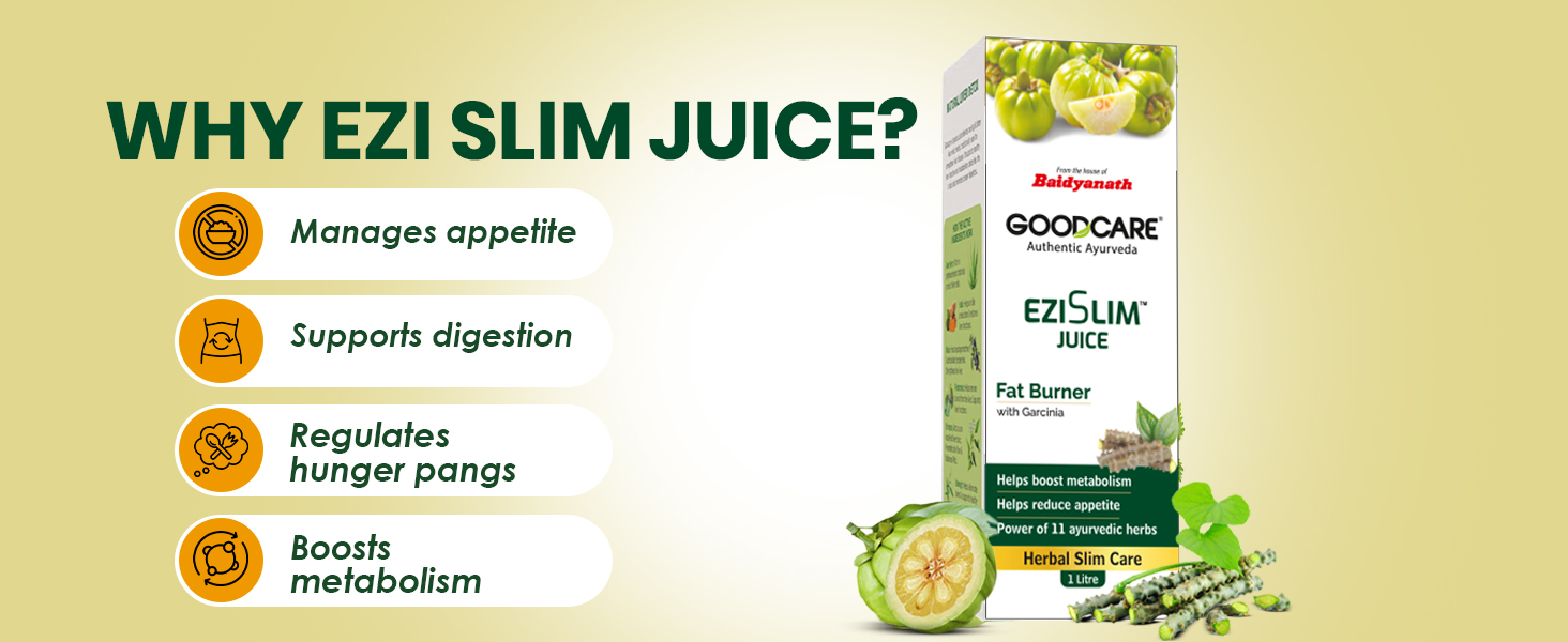 Goodcare EziSlim Juice 1000ml by Baidyanath | Ayurvedic Fat Burner | Boosts Metabolism & Digestion | Controls Appetite | No Added Sugar