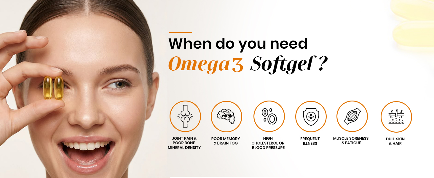 Triple Strength Omega 3 Fish Oil Capsules 2500mg | EPA - 900mg, DHA - 600mg, Vitamin E and Vitamin D3 | Supports Heart, Brain, Joints & Eye Health | No Fishy Burps, Lemon Flavour - 30 Softgels | Pack of 1