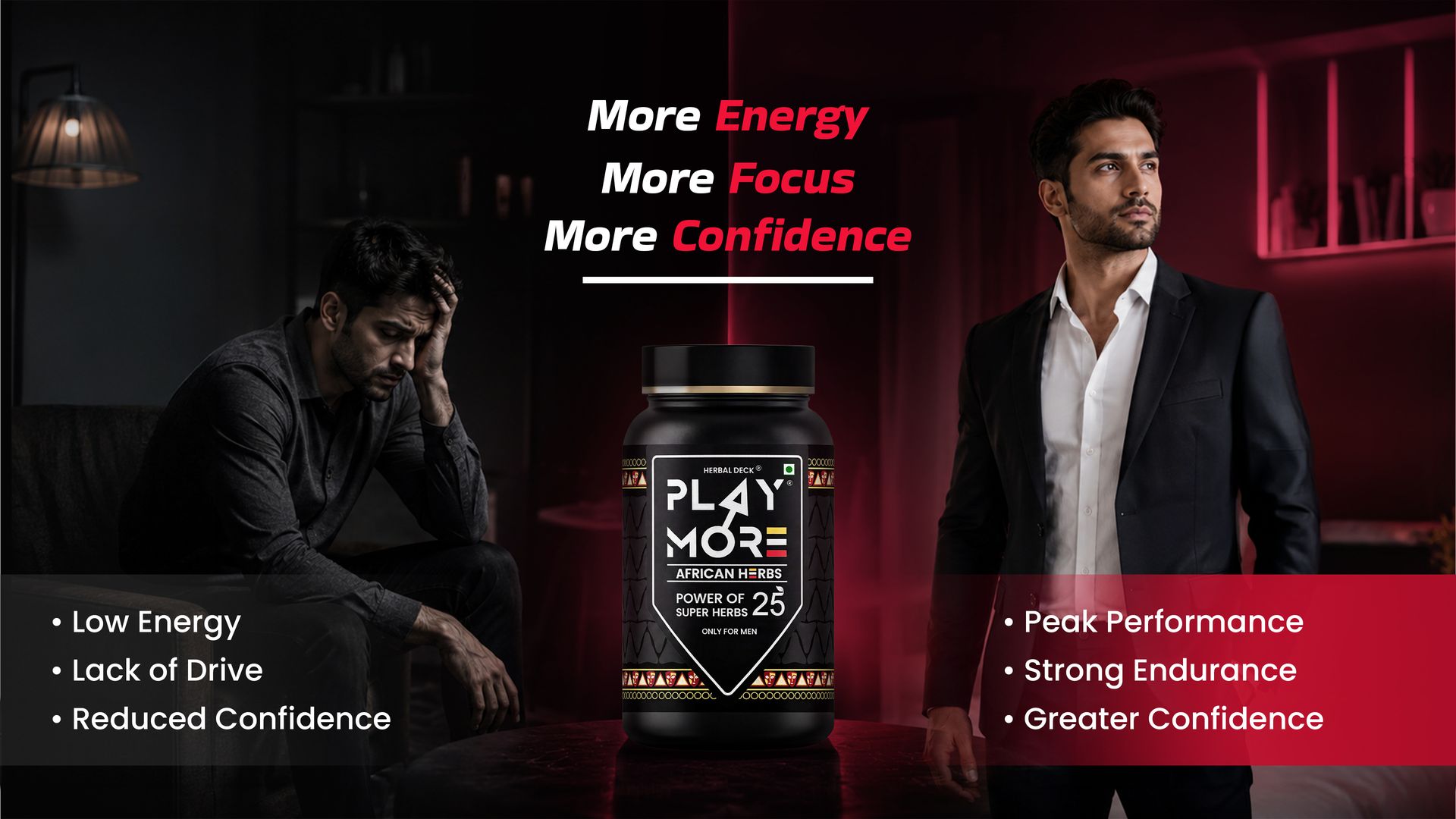 PLAY MOR African Herbs Strength Formula for Men – 150 gram | 25 Potent Herbs Including Shilajit, Musli, Kaunch Beej, Bala, Atibala & Purified Gold Ash | Daily Strength & Energy Support | 150g Powder