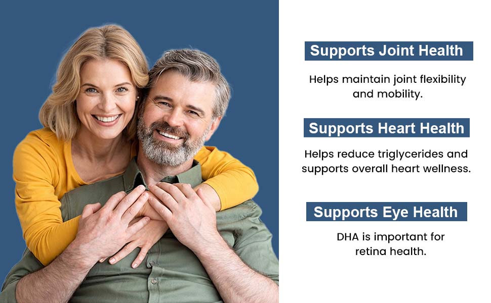 GLIMLACH Omega 3 Fish Oil 1300mg Triple 3X Strength 50 Capsules- 550 mg EPA & 350 mg DHA for Heart, Joints & Brain Health